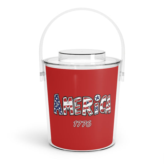 America 1776 Ice Bucket with Tongs