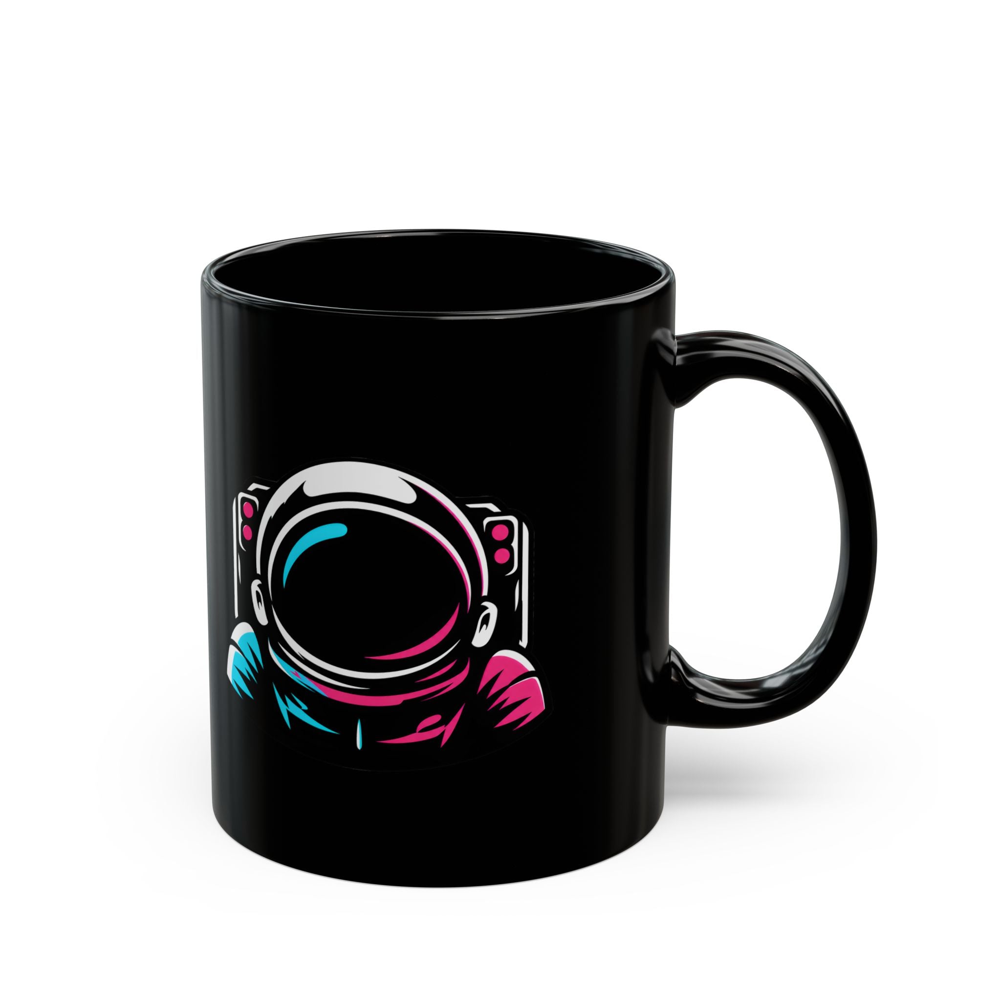Scratch Theory Lab Astronaut Neon Helmet Black Ceramic Mug (11oz/15oz)